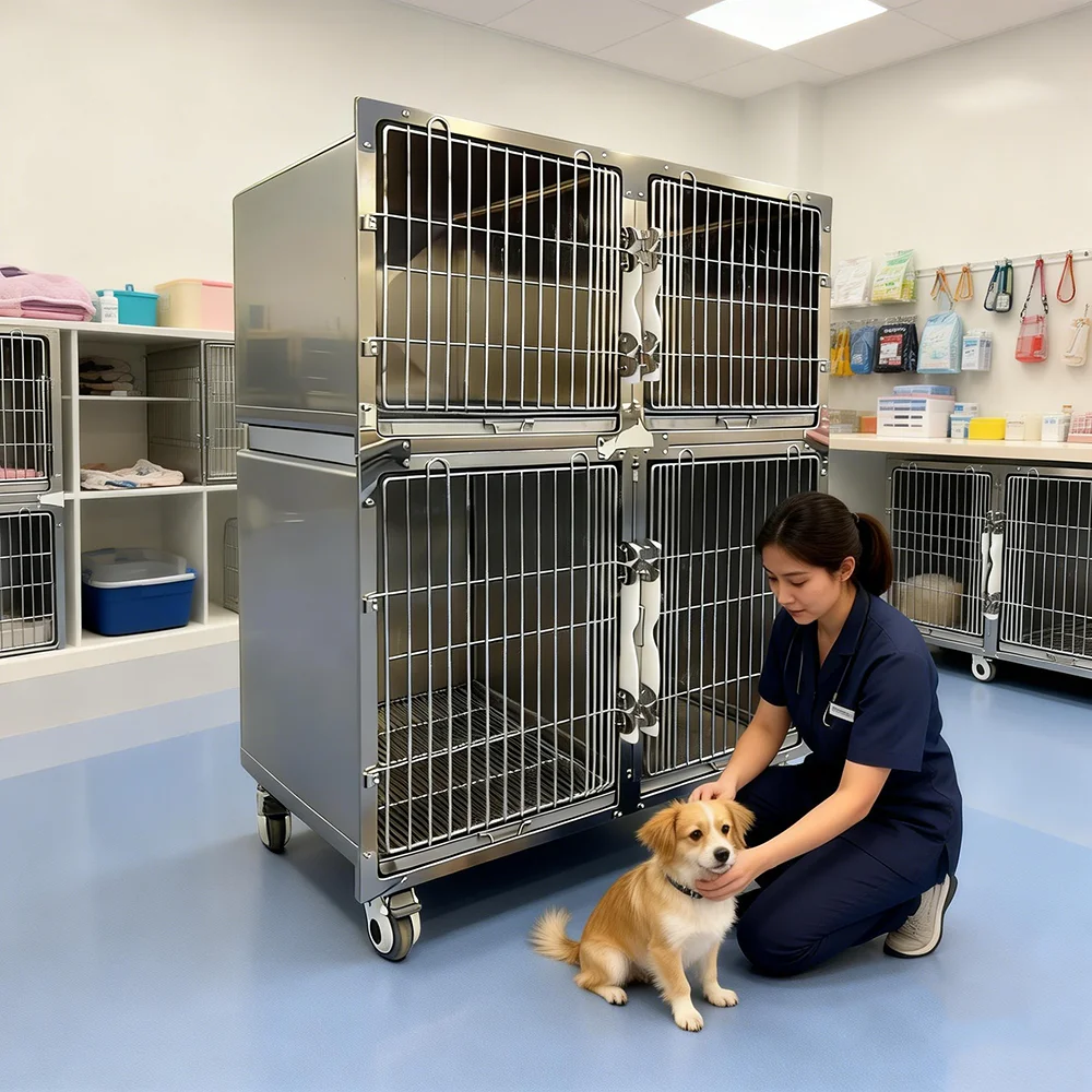 Pet Hospital Cage Stainless Steel Veterinary Animal Kennel Recovery Cage Veterinary Clinic Medical Equipment
