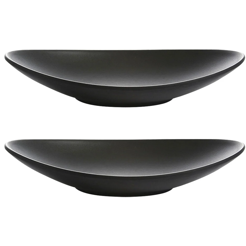 

2Pcs Black Sushi Serving Plates Simple Style Decorative Food Tray Appetizers Dessert Snack Dish Sashimi Fruit Display Tray