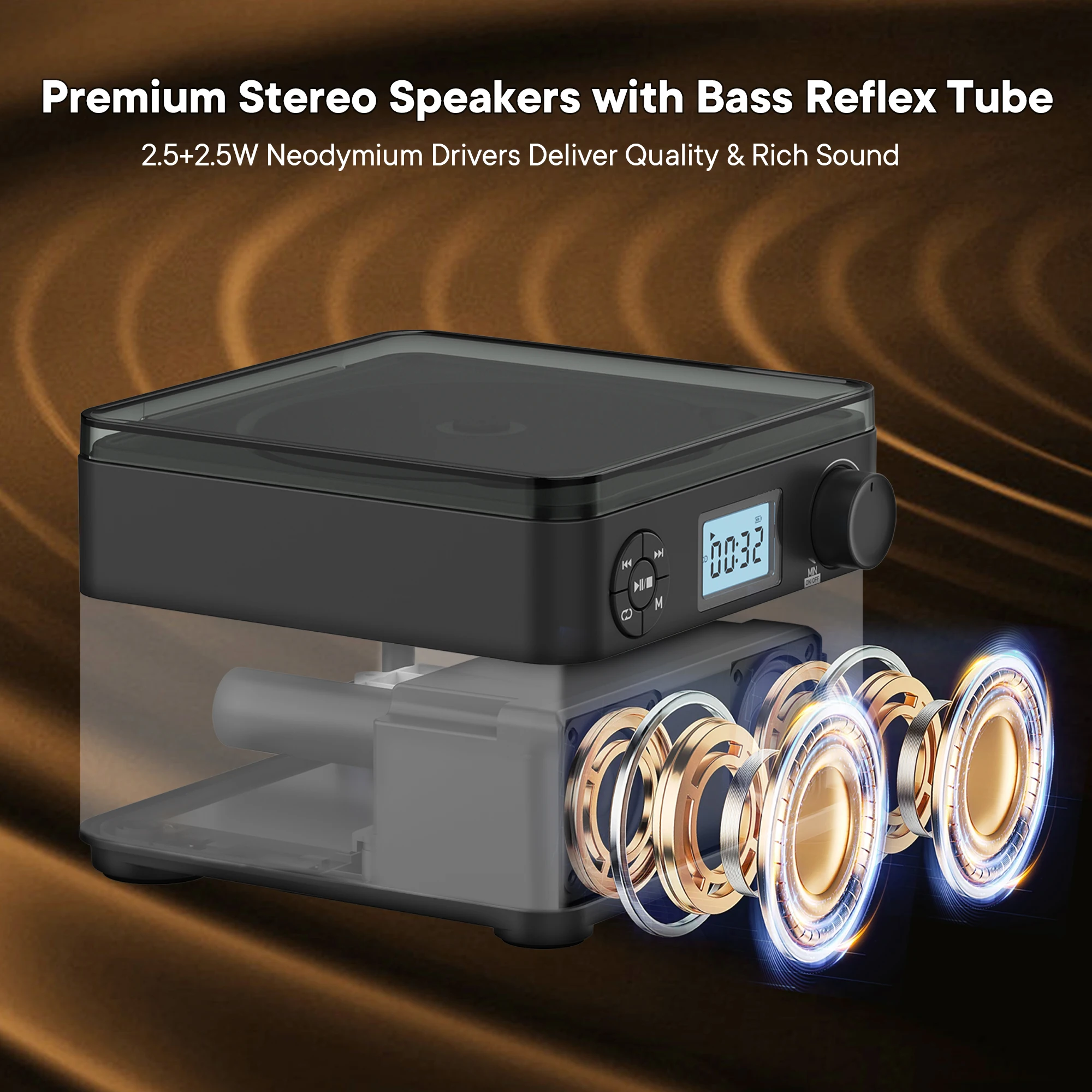 Portable CD Player with Speakers and Bluetooth: Rechargeable CD Boombox with FM Radio-plays CD/MP3 Disc/USB/TF
