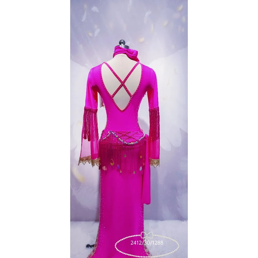 Customized Women Belly Dancewear Diamond Saidi Baladi Shabbi Folk Robe Bra Oriental Dance Group Competition Performance Dresses