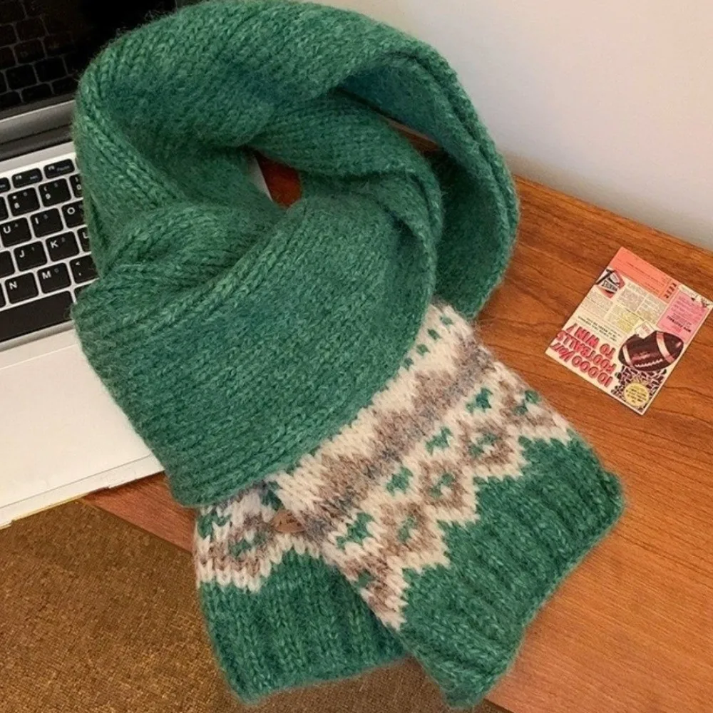 

Элегантный шерстяной жаккардовый вязаный шарф, утепленные зимние кашемировые шарфы, теплая однотонная шаль в стиле Fair Isle, студенческая шаль