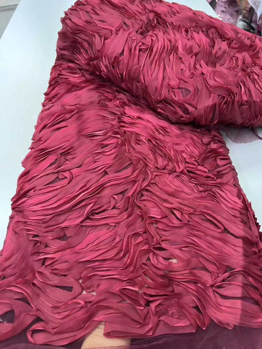 

10colors Available African Lace Fabric 2025 High Quality Embroidered 3d Circle Nigerian France Tulle Lace Fabric for Dress Women