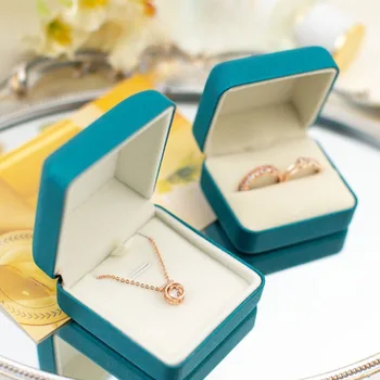 1PC 라이트 럭셔리 스퀘어 보석 상자, 제안 반지 상자, 목걸이 상자, 핸드 쥬얼리 포장 상자, 천 벨벳 악세사리 상자