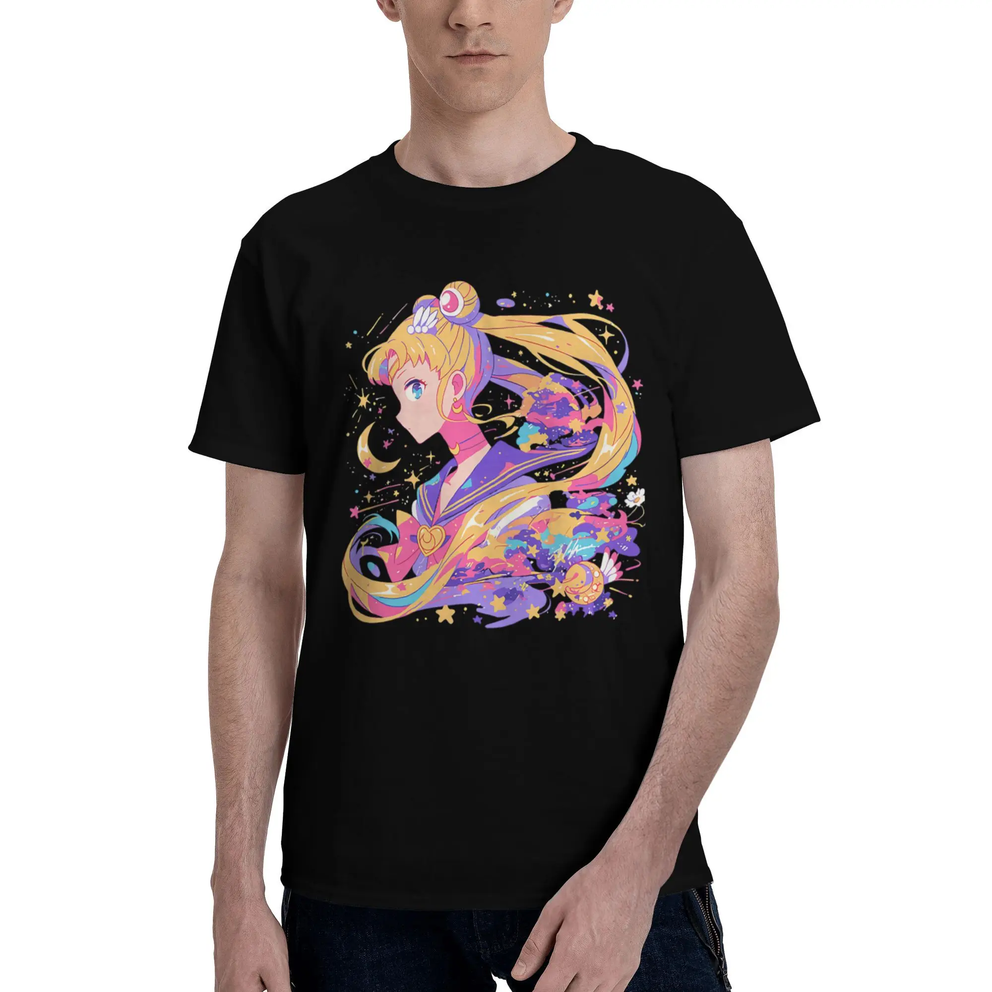 

Custom Kawaii Sailors Moons T Shirt Men Short Sleeved Anime T-shirt Graphic Tee Tops 100% Cotton Regular Fit Tshirts Gift