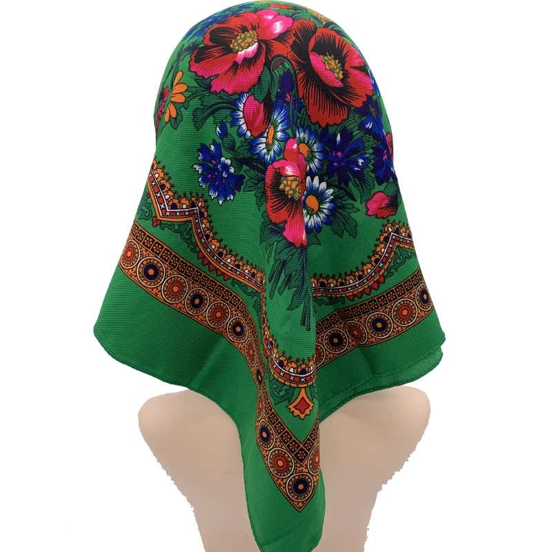 Retro Floral Printed babushka Scarf National Russian Scarf Women's Square Bandana ukrainian Shawl Foulard Femme Female Headband