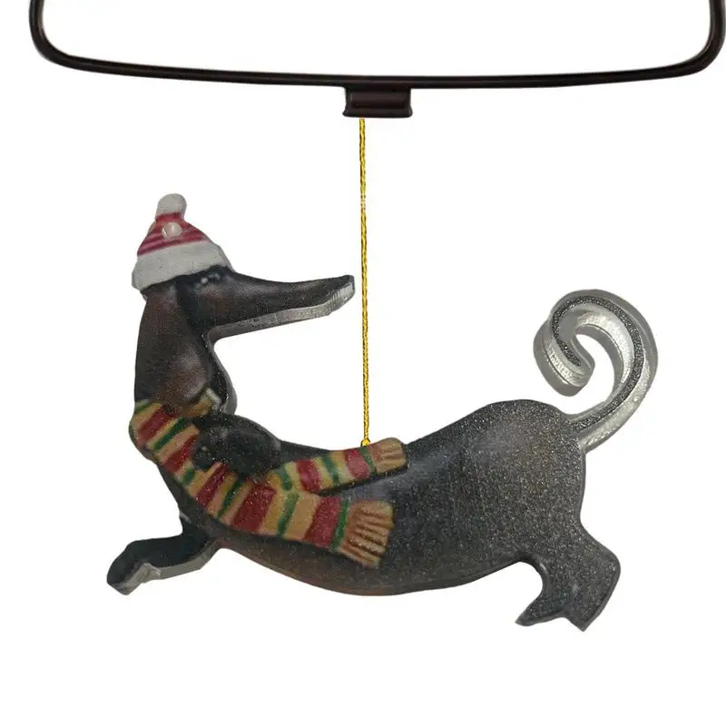 

Dachshund Christmas Ornament Funny Dog Christmas Tree Ornament 2D Acrylic Dachshund Ornament Sausage Dog Decoration For Holiday