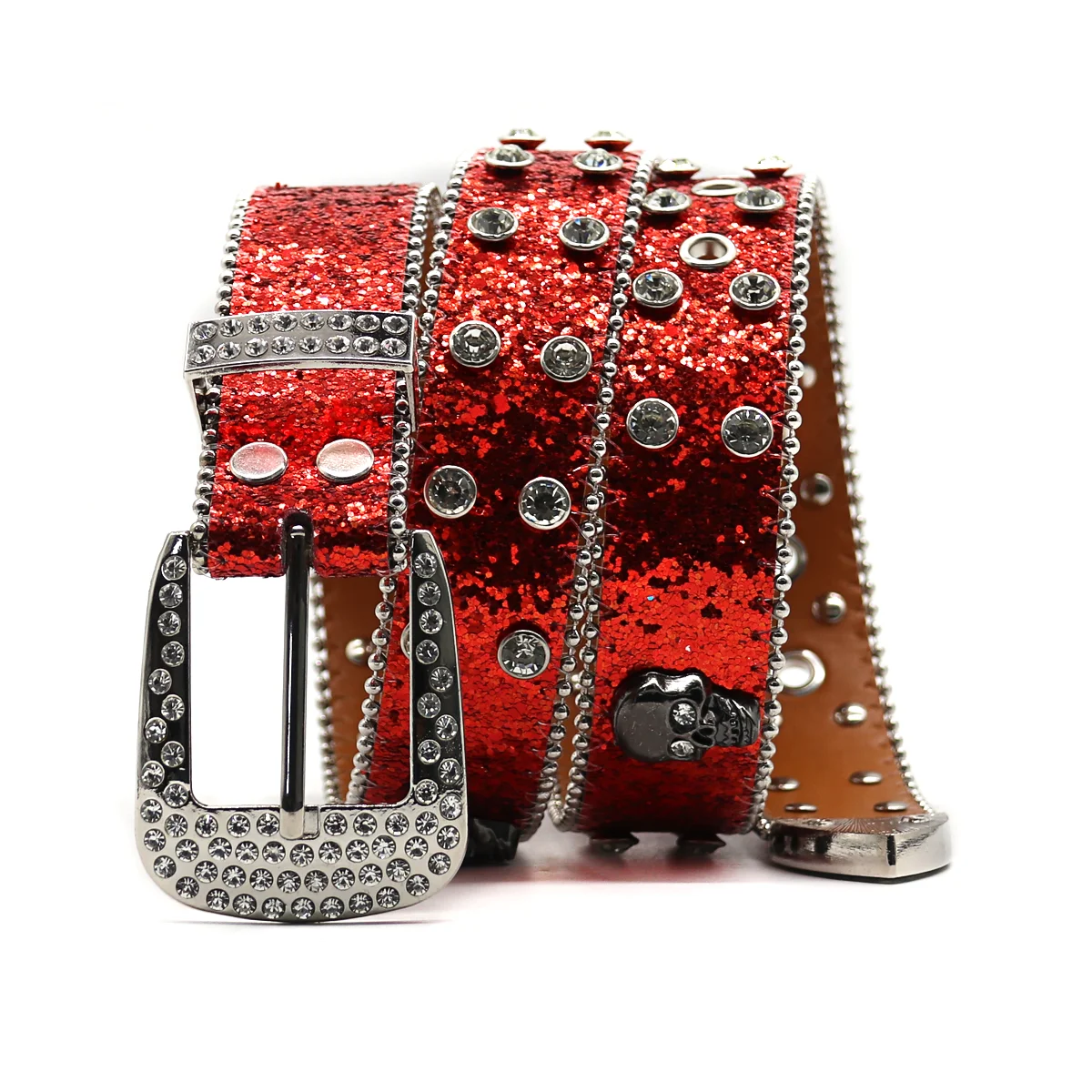 Fine Y2K Skull Rhinestones Belts Quality Western Cowgirl Cowboy Diamond Bling Luxury Designer Brand Style