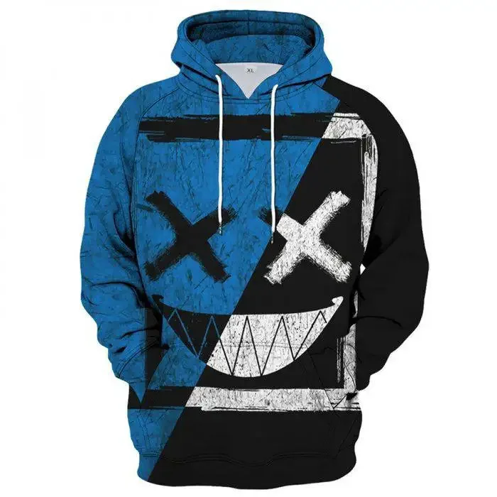 Thin Hoodies Hip Hop XOXO Pattern Trendy Devil Smiling Face 3D Print Sweatshirts Men Women Fashion Casual Funny Hoodies Tops