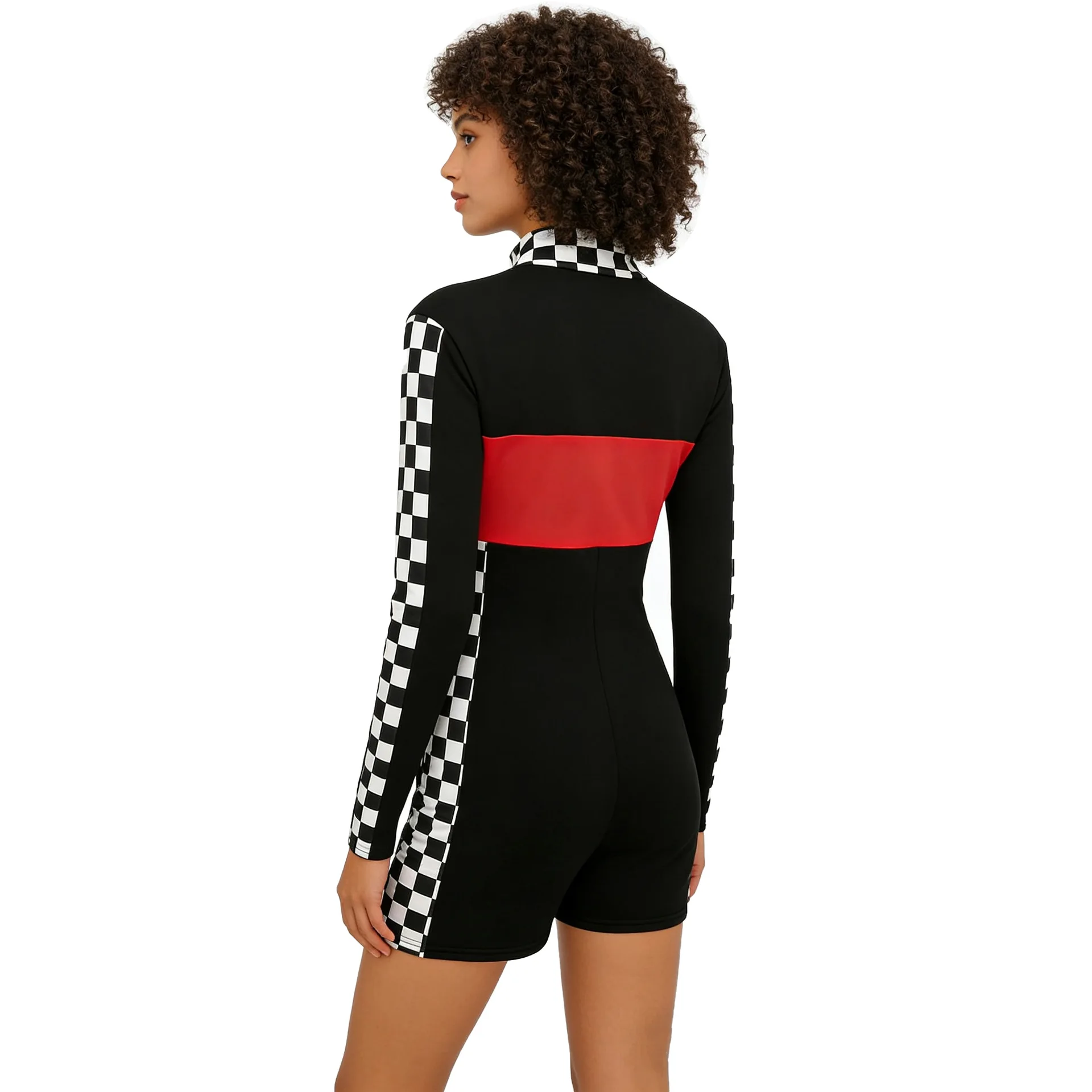 Damen Racer Cosplay Kostüm Mode Sexy Racing Queen Cosplay Uniform Anzug Einteiliger Trainings-Rennanzug Halloween-Kostüm – Detail 9
