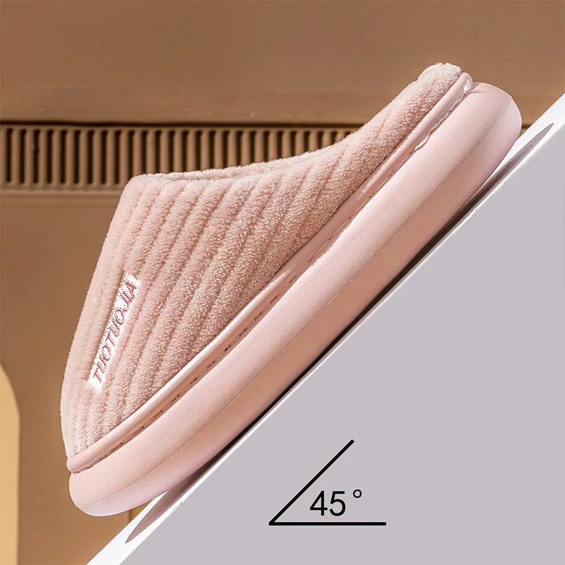 Pmoiste Women Soft Flannel House Slippers EVA Platform Cushion Comfortable Warm Designer Home Shoes Slip-on Indoor High-quality