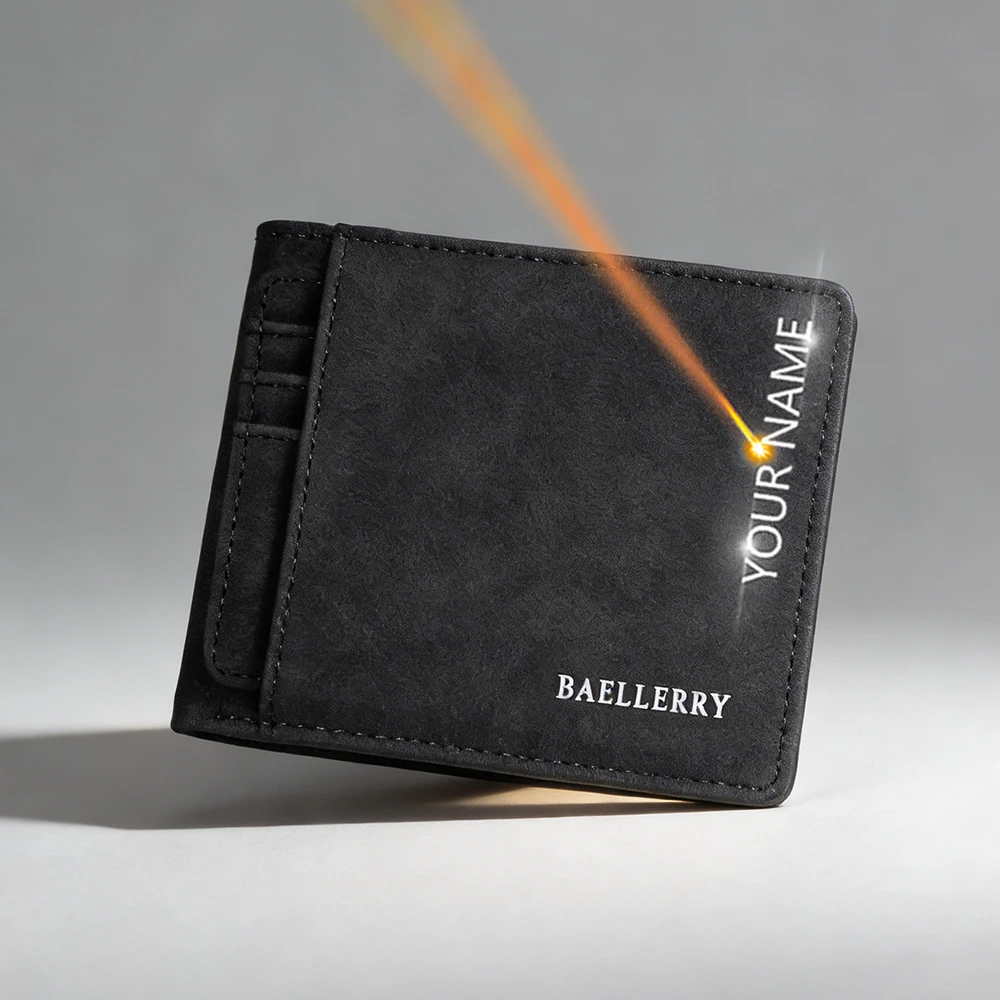 

Name Engraving Men Short Wallet High Quality Retro Luxury Male Purses Zipper Coin Pocket Card Holder Simple Small Men Money Bag