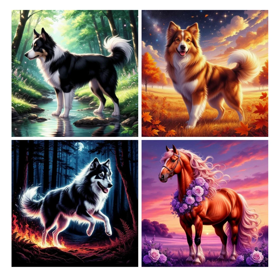 

Dogs and Horses Diamond For Adults Painting New Collection Animals Diy Manual Arts Full Drill Mosaic Embroidery Picture Size