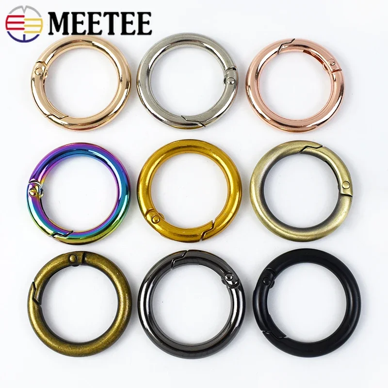 30Pcs Meetee 16-38mm Metal Spring O Ring Openable Keyring Clasp Bag Belt Strap Trigger Snap Clasps Clip Connector Hook Accessory