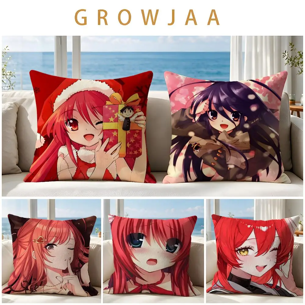 Anime Shakugan no Shana Cushion Cover Throw Pillow Short Plush Fresh Natural Cushion for Living Room Sofa Ornament Present Gift