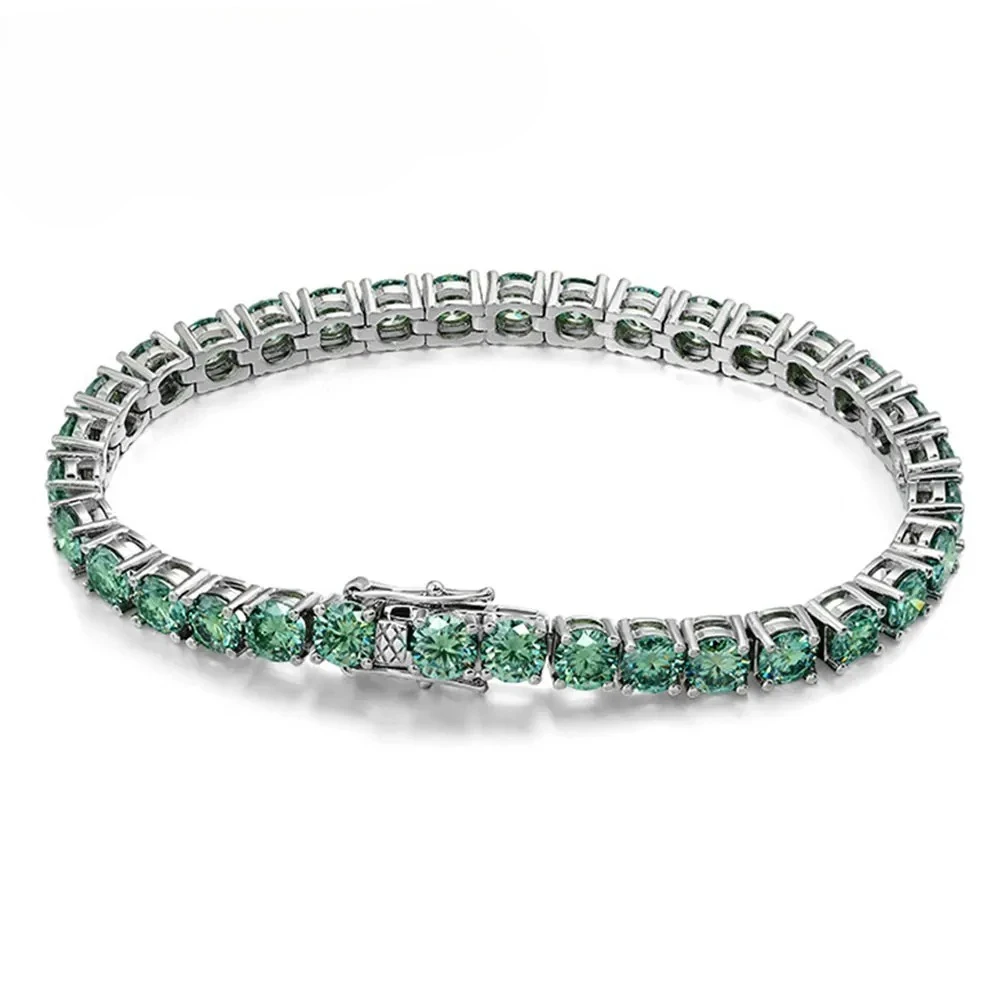 D VVS Original Green Moissanite Tennis Bracelets for Women Men Lab Diamond with GRA Wedding Jewelry 925 Sliver Bracelet