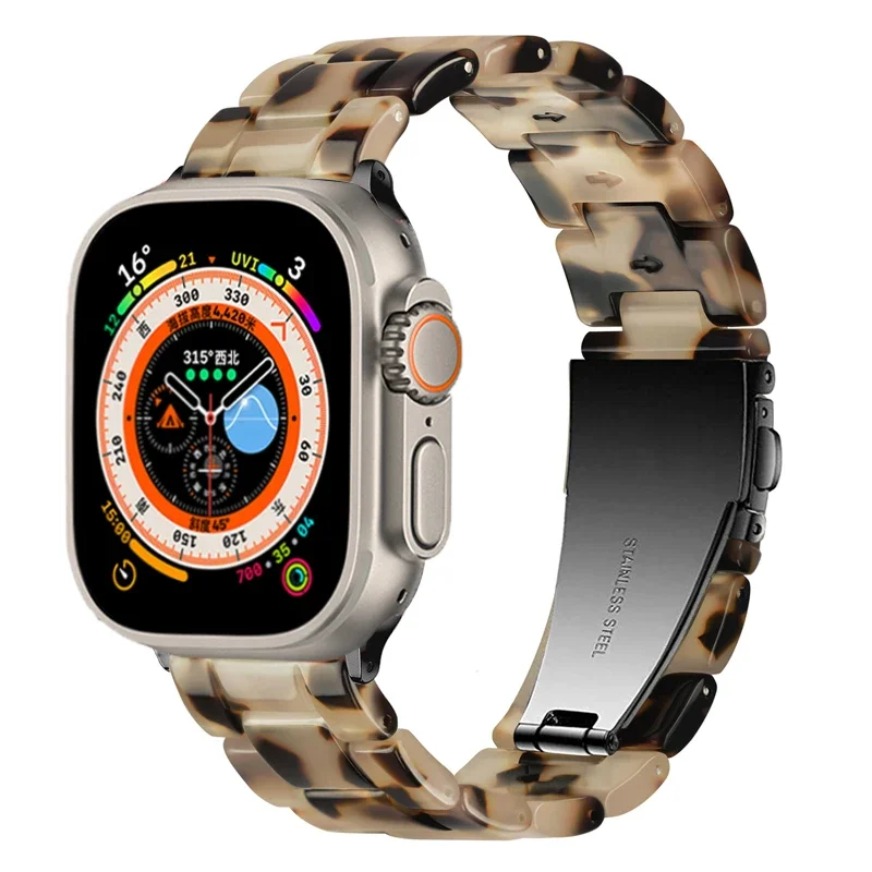 Luxury Resin strap for Apple Watch Ultra 2 Band 49mm 45mm 41mm 40mm 44mm 38mm 42mm Link bracelet iwatch series 9 7 8 6 se 5 4 3