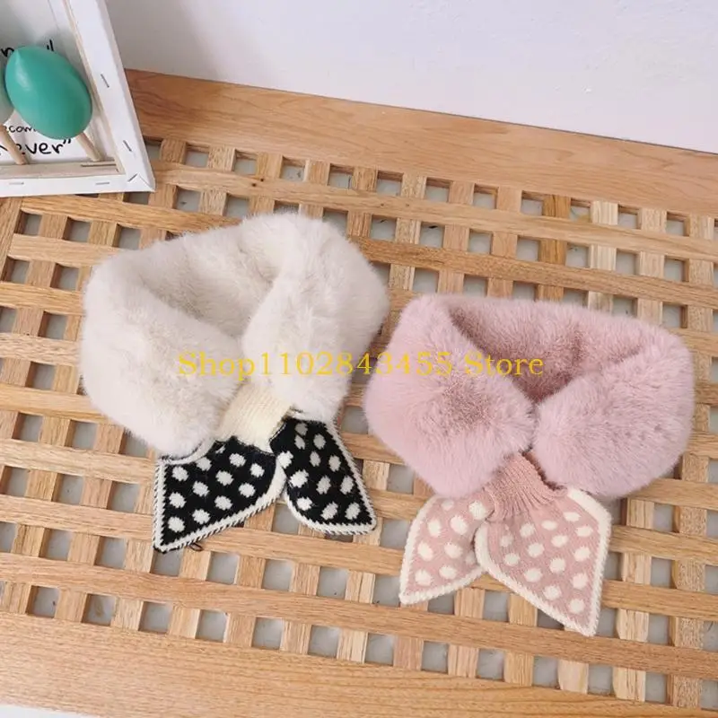 49MC أفخم الرقبة ScarvesFalse طوق الاطفال فو الفراء طوق وشاح الصوف طوق البولكا نقطة ربطة القوس فيونكة منديل وشاح الماس شبكة #3