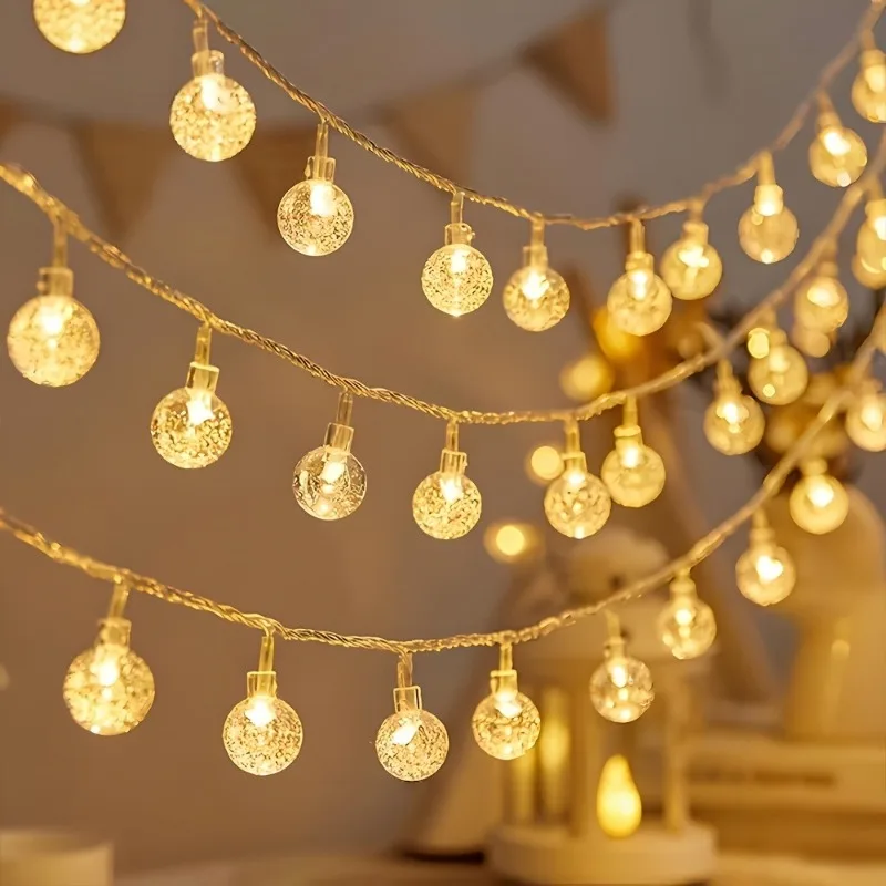 Bubble Ball Light Battery Box String Crystal Bead Ball Fairy String Light Wedding Party New Year Christmas Decorations for Home
