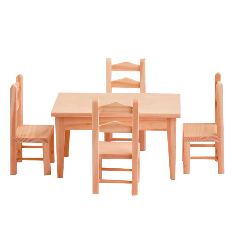 Mini Table and Chair Set House Supply Wood Miniature Furniture 118X7X65CM Accessories Model Child