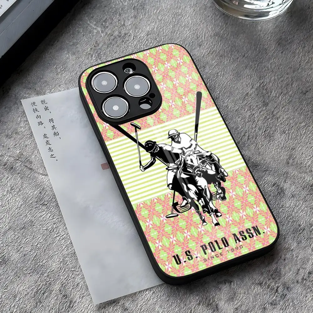 U.S. POLO ASSN Handyhülle für iPhone 17, 16 Pro Max, 14 Plus, 12, 13 Mini, 11, 15, X, XR, XS, 8, 7 Plus, SE Glasabdeckung