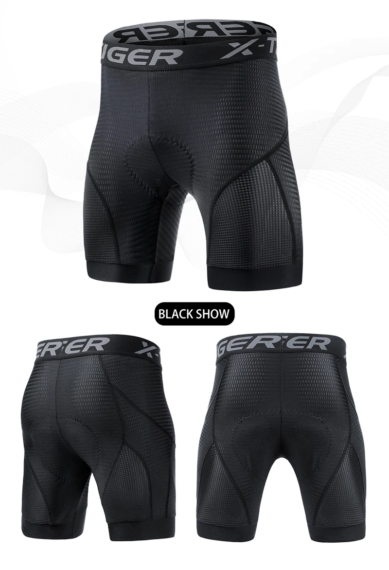 X-TIGER Herren-Radunterwäsche-Shorts, 5D-gepolstert, für Sport, Reiten, Fahrrad, Fahrrad, MTB, Liner-Shorts mit rutschfesten Beingriffen – Detail 18