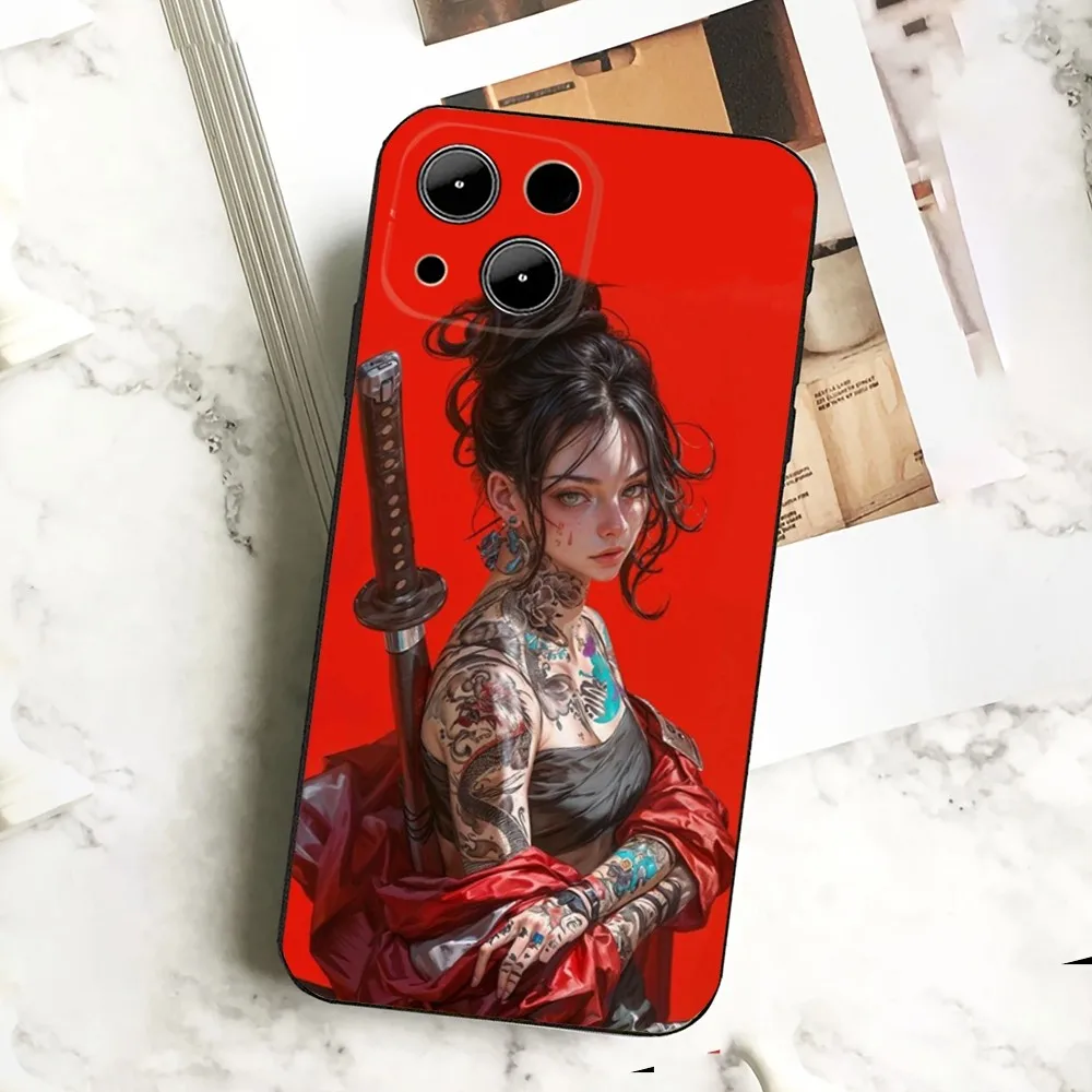 Samurai Warrior Geisha  Phone Case  For IPHONE 15,13,14,12,Mini ,11, Xr, X ,Xs Pro Max 8, 7 Plus Back Cover