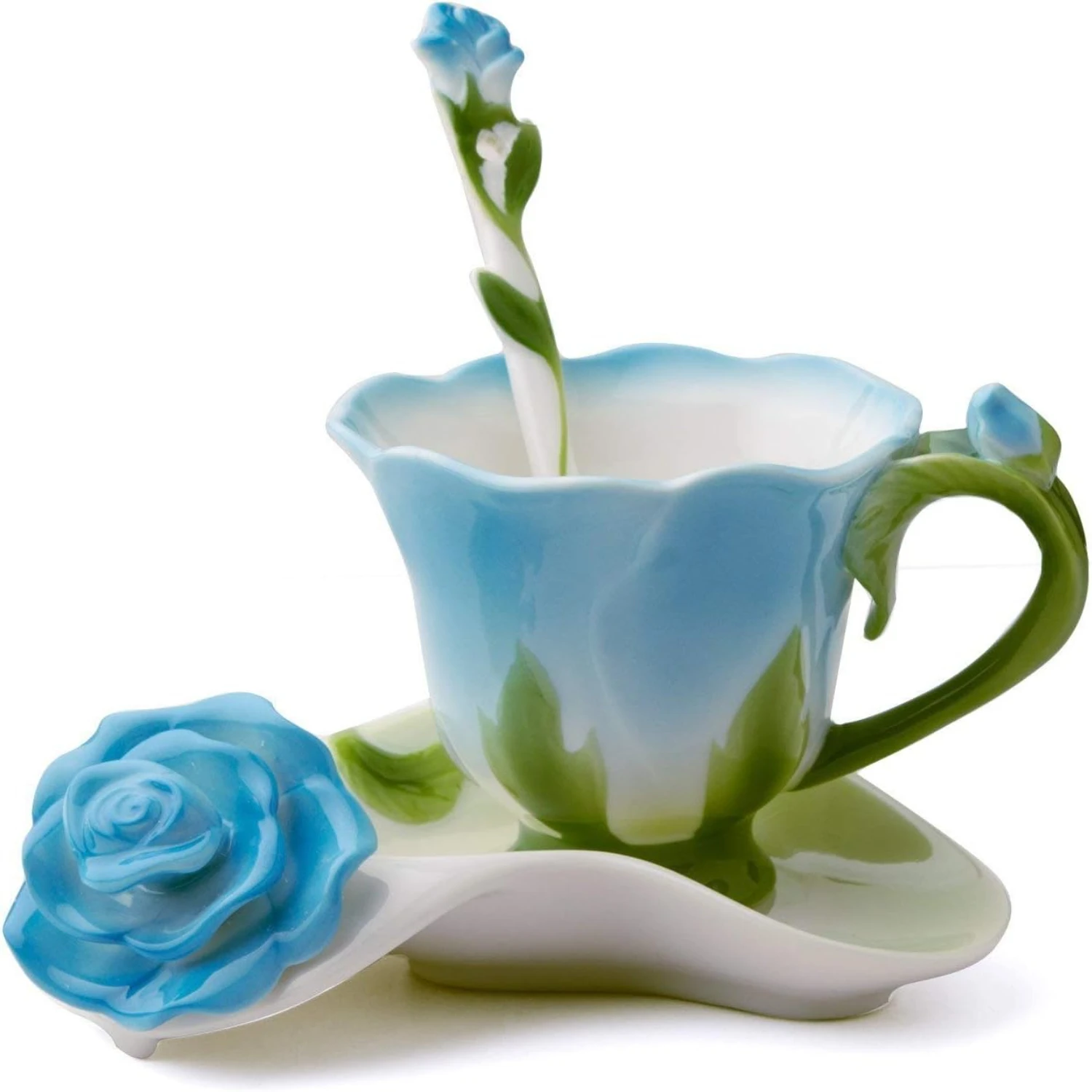 eless 3D Bone China Coffee Mug Tea Cup and Saucer Set. Indulge in a Sophisticated Beverage Experience. Ideal for Entertaining Gu