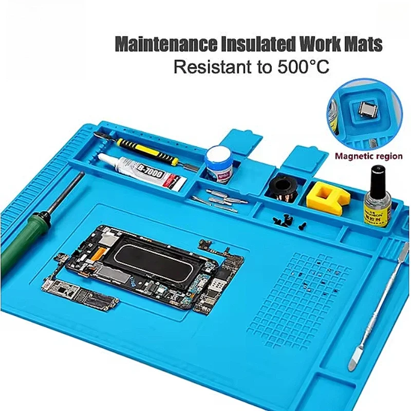 

Магнитный коврик, силиконовый ремонтный коврик, паяльная пластина для печатной платы, термостойкий антистатический коврик для ремонта паяльника телефона