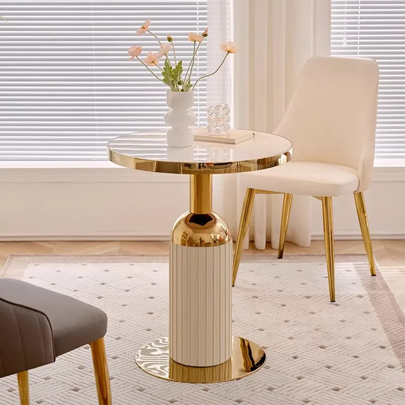 hj-Light Luxury Modern Plate Coffee Table Stainless Steel Side Table Leisure Sales Office Negotiation Beauty Salon Reception