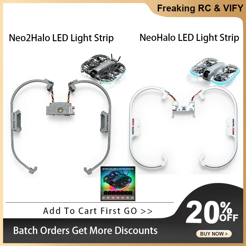 VIFLY NeoHalo Neo2Halo  LED Light Strip for DJI Neo Neo2, Multi-Color Dynamic Modes Brings Epic Night Flight Shows