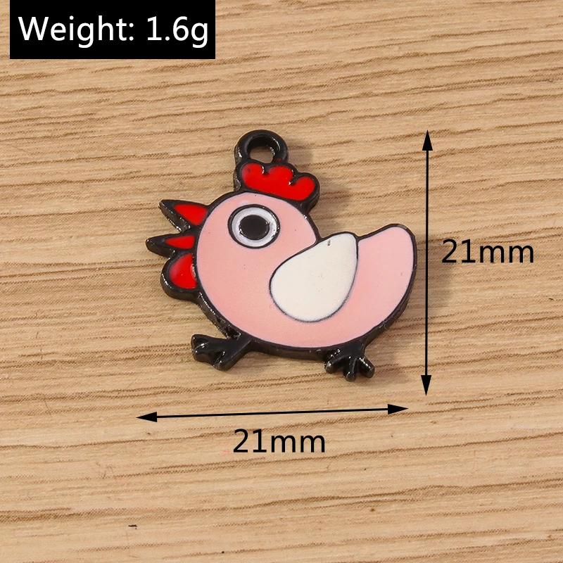 10pcs 21x21mm Cartoon Enamel Animal Chick Charms Pendants for Jewelry Making Drop Earrings Necklaces Bracelets DIY Crafts Supply