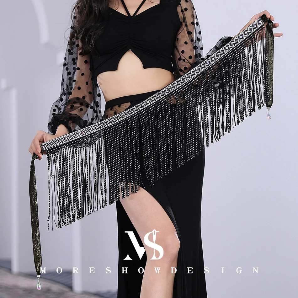 Belly Dance Hip Scarf Belt Tassel Hot Diamond for Women Stage Performance Coins Belt Chain Hip Scarf Dance Accessories Outfit