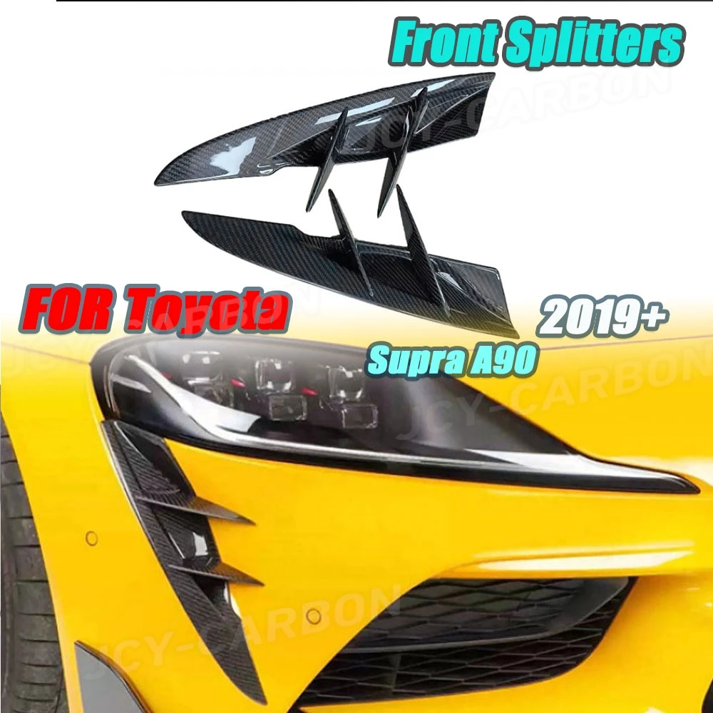 

For Toyota supra A90 2019+ Real Carbon Fiber Front Bumper Canards Side Fins Splitter Spoiler Air Intake Vent Cover