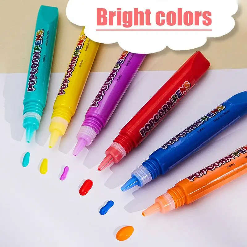 Bolígrafos de burbujas para niños, bolígrafo de burbujas con estampado, 6 bolígrafos de dibujo de burbujas, suministros de arte divertidos, bolígrafos de dibujo de burbujas 3D para niños, cumpleaños y Navidad