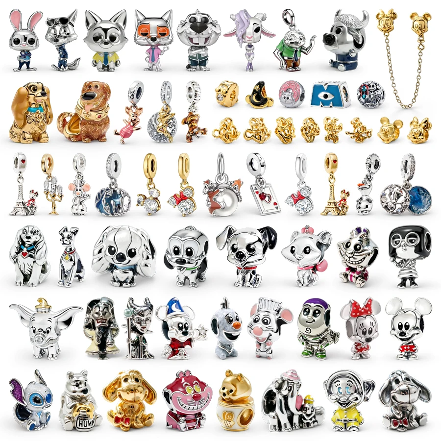 2026 New Disney Charms DIY Jewelry Gift Zootopia Mickey Mouse Pixar Monsters Dumbo Beads Fit Original Snake Bracelet Accessories