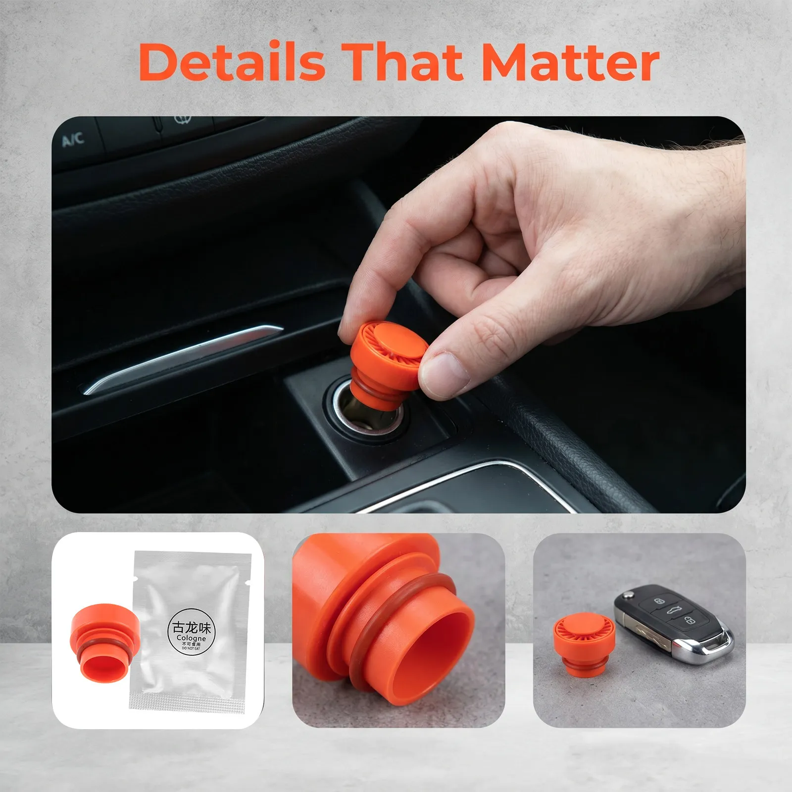 Car Lighter Plug Cap Orange Cigarette Lighter Cover Dustproof Socket Protector Built-in Aroma for Suv Truck Car Accessories