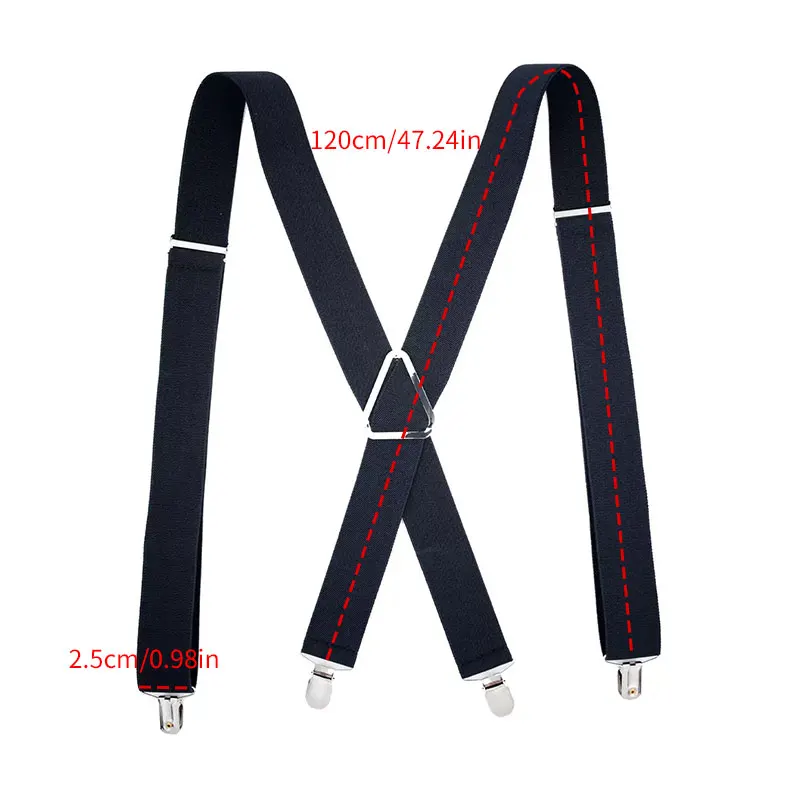 حمالات رجالية بلون سادة مع 4 حمالات مرنة على شكل حرف X من الخلف مع 4 حمالات قابلة للتعديل شديدة التحمل #6