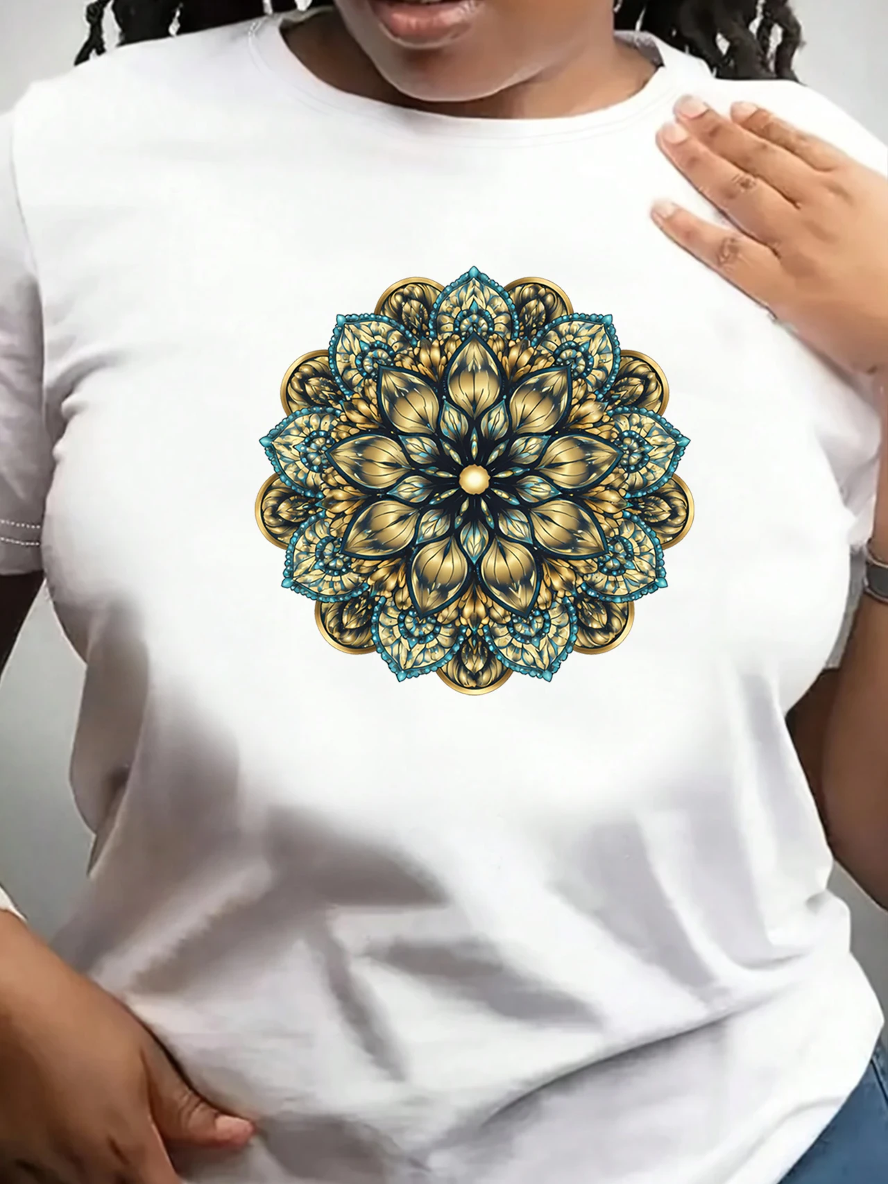 

【ZXH11125】Creative flower print plus size women's round neck T-shirt summer casual short sleeved top street fashion versatile