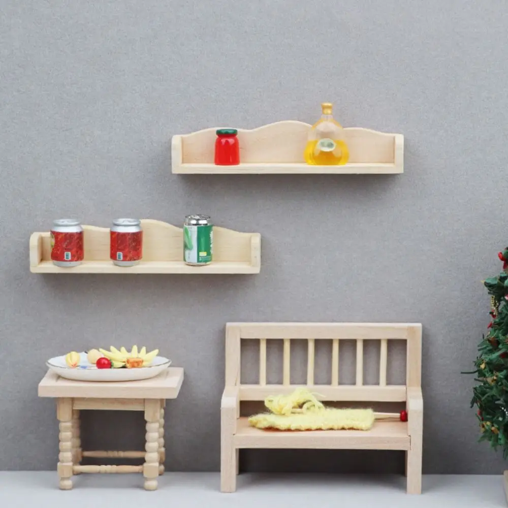 

Wooden Dollhouse Storage Rack Doll Furniture Storage Rack 1:12 Miniature Wooden Wall Cabinet Towel Rack Hanging Shelf