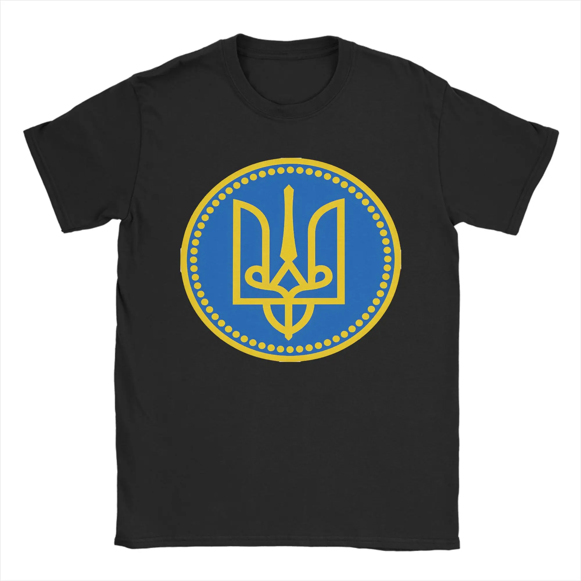 Ukraine Trident Dotted Circle Badge T-Shirt Summer T-Shirts Cotton Comfortable Plus Size Clothes Short Sleeves Vintage Tshirt