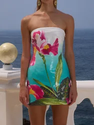 Strapless Patchwork Sequined Chic Mini Dress, Women Summer Beach Style Sleeveless Party Dress, Sexy Backless Lady Dress Vestidos