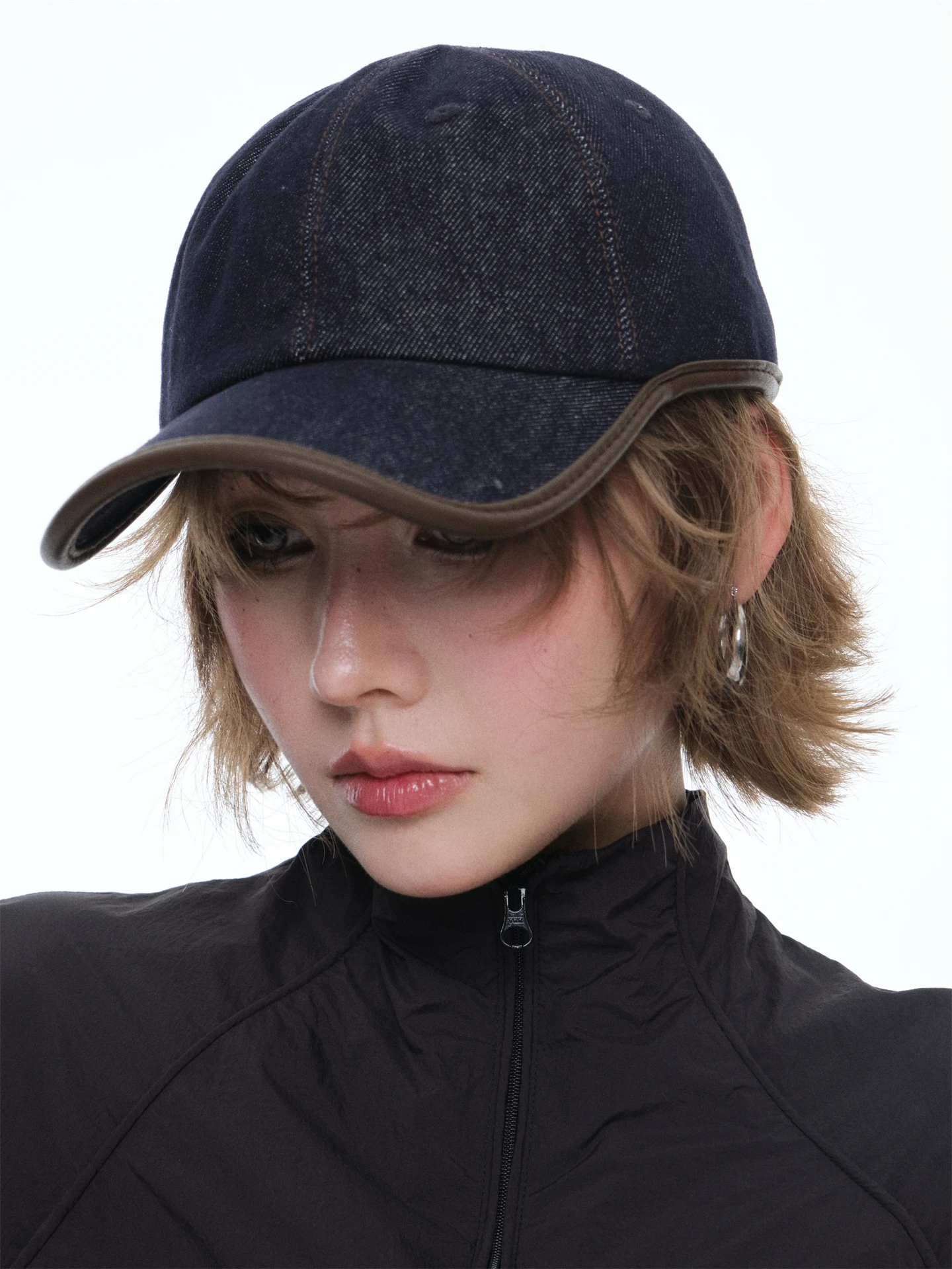 Retro Color Block Denim Baseball Cap Unisex Outdoor Sun Protection Summer Versatile Adjustable Metal Buckle Closure Hat