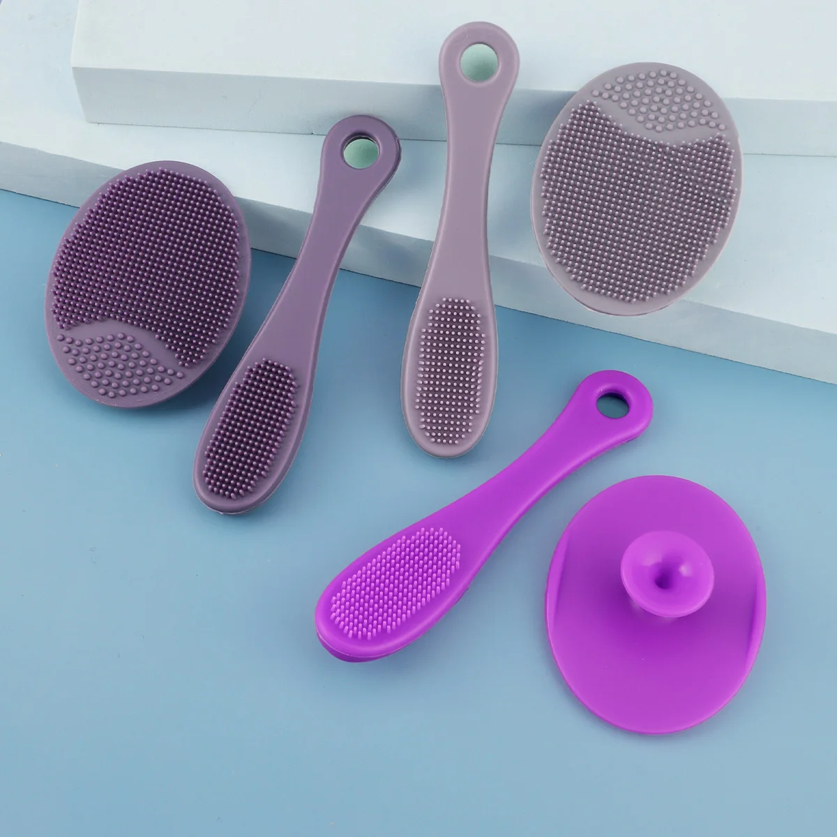 2pcs Multi-Functional Silicone Facial Cleansing Brush - Set for Removing Local Acne and Blackheads in Multiple Colors