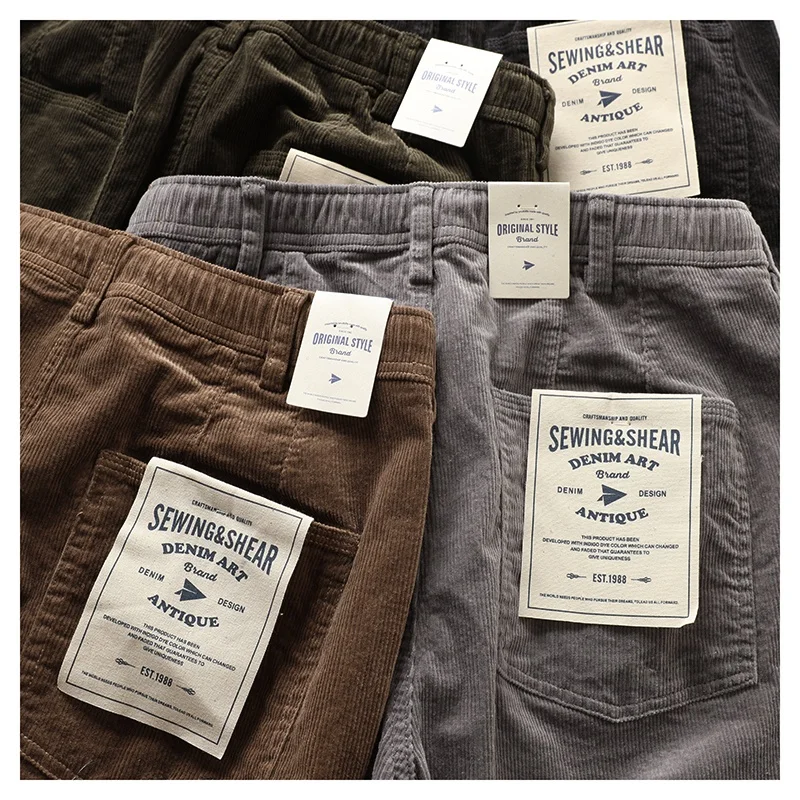 

Retro American Waed Corduroy Loose Casual Pants Men CHINO Trendy Brand Long Pants Youthful Vitali Sle Autumn Season