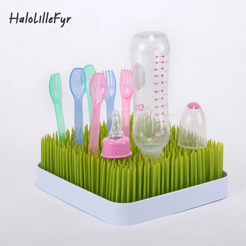 Green Lawn Countertop Baby Feeding Bottle Drying Rack for Kitchen Space Saving Dryer Foldable Plastic Toddler Grass Drying Racks