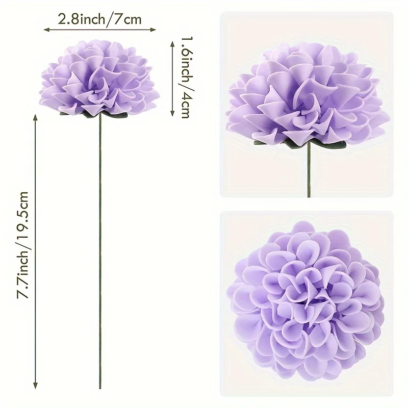 Artificial Wedding Dahlia Flowers 25 pcs Fake Roses with Stem for DIY Wedding Decor Centerpieces Arrangements Bouquets