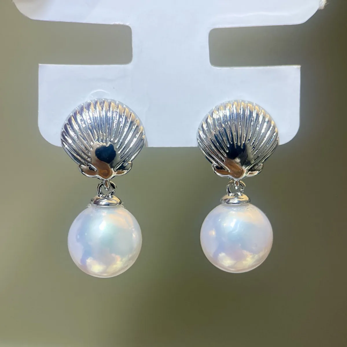 Brass Gold Plated Classic Scallop Blank Setting S925 Silver Needle Women DIY Pearl Dangle Earring Accessories Fashion Vivid