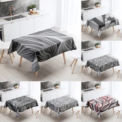 Black and White Corrugated Tablecloth Anti-Stain Waterproof Dining Table Home Decor Rectangular Kitchen Fireplace Countertop