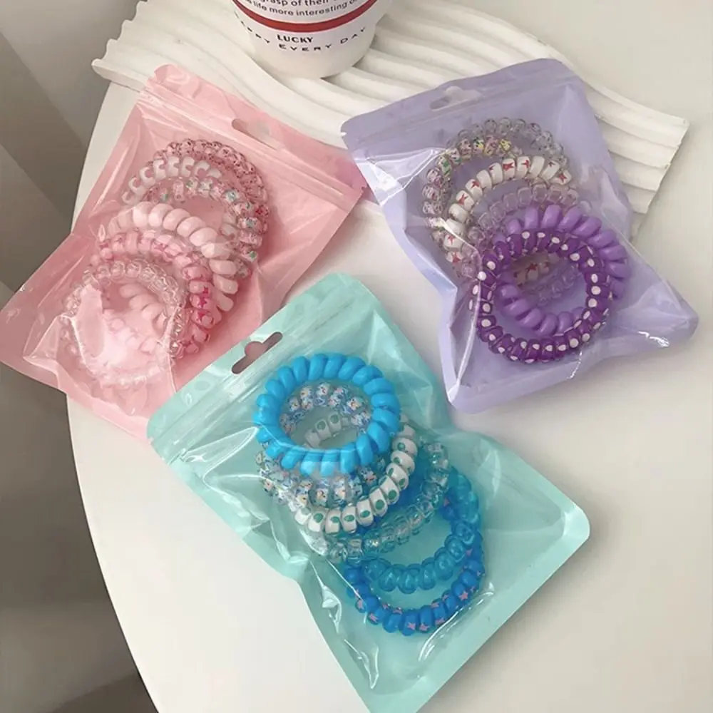 6Pcs/set Candy Color Telephone Wire Hair Rope Colorful Rubber Band Elastic Hair Tie Head Bands Hair Accessories