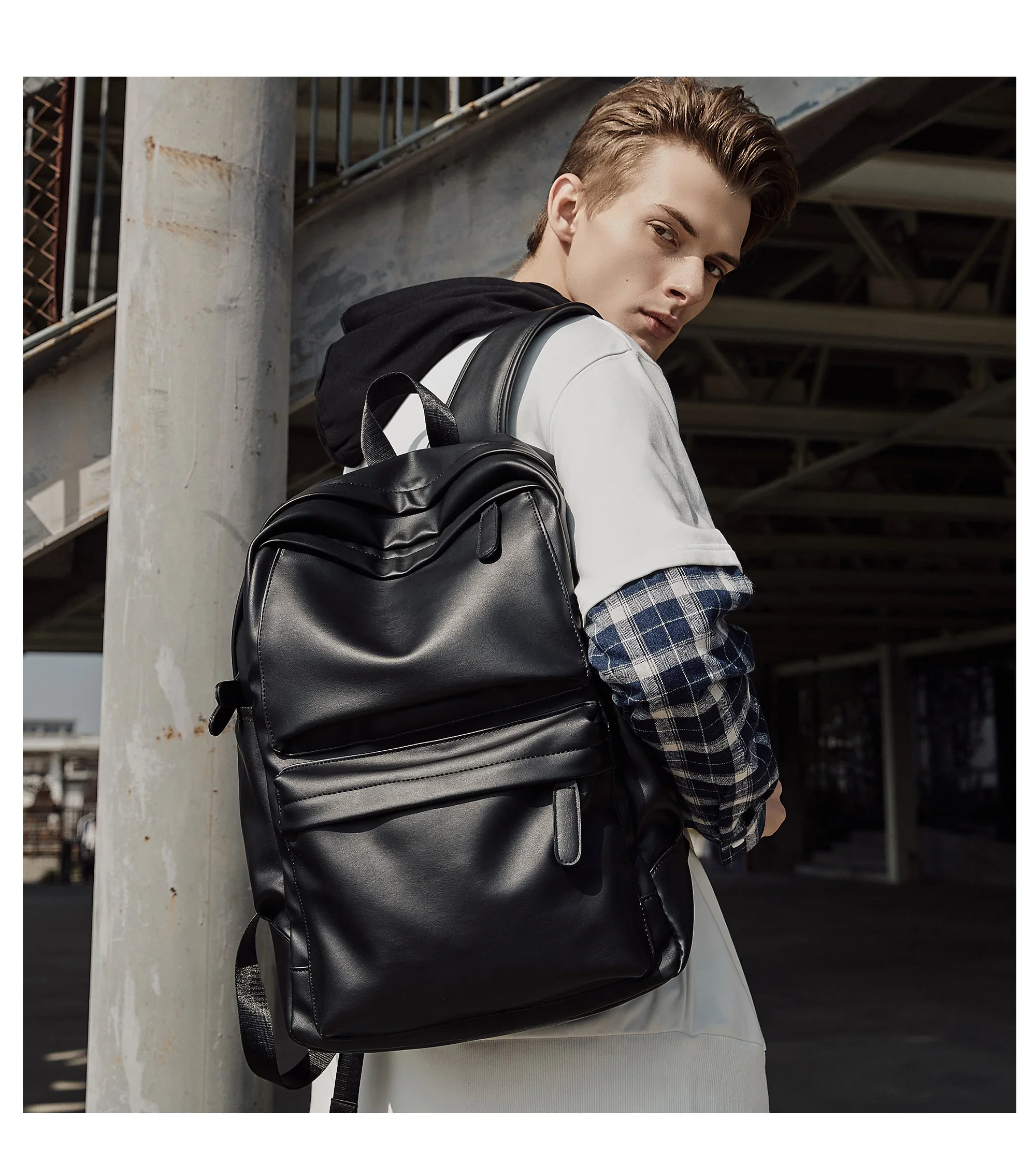 MATE ELAN Teenager Leather School Bag Waterproof Casual 16 inch Laptop Backpack Men Women Travel Daypack